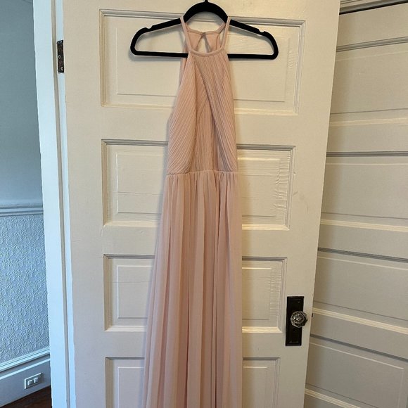 Halter Chiffon A-Line Gown, Petal Pink - Picture 2 of 5